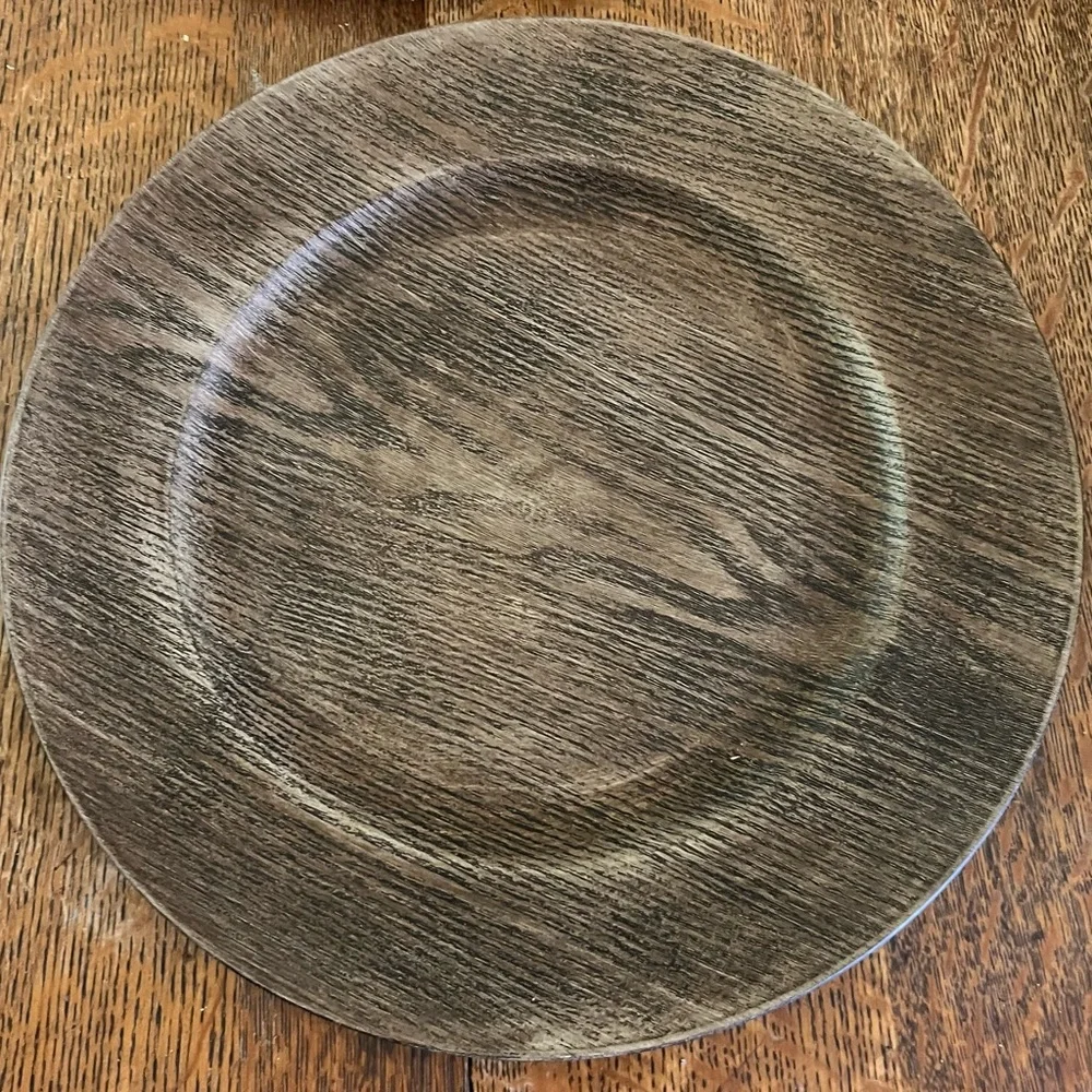 13” CHARGER PLATES SET OF 4 FAUX WOOD